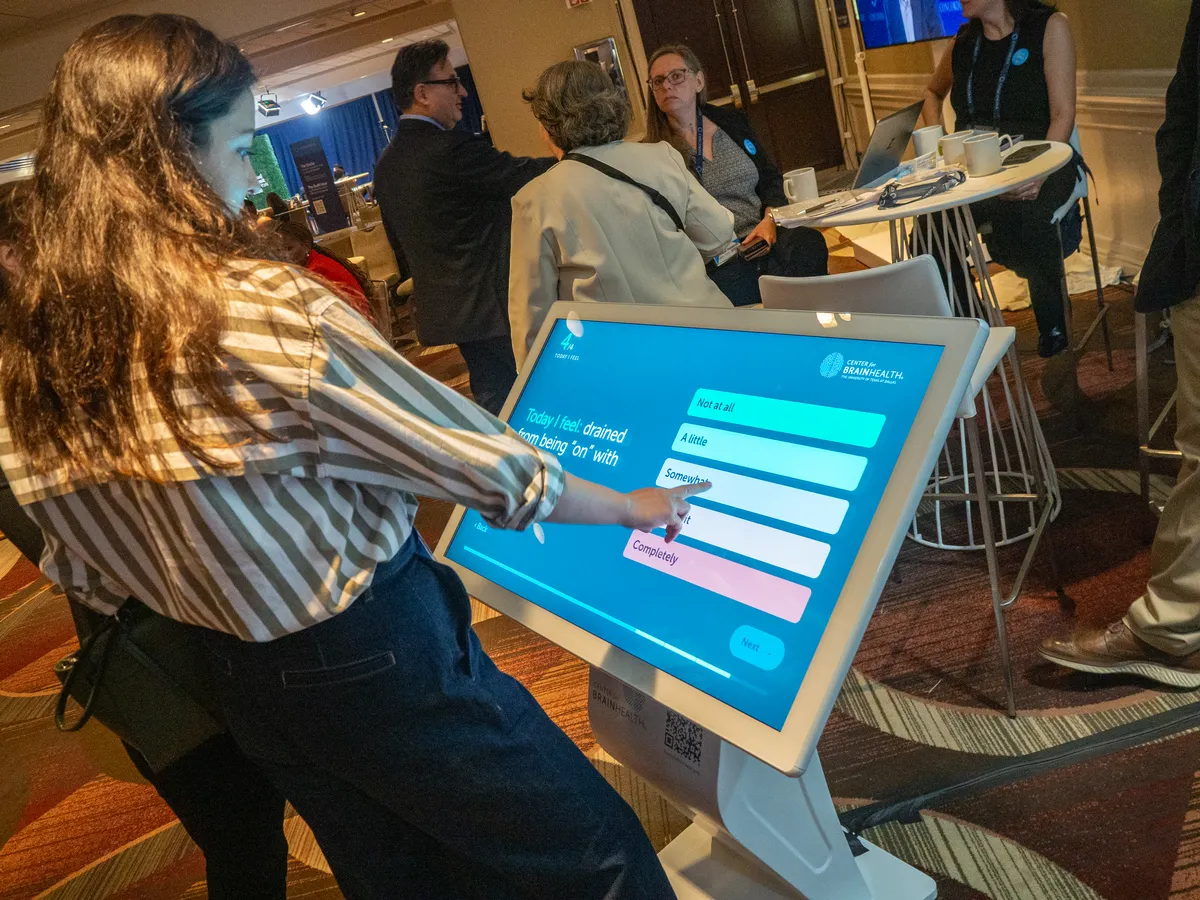 Taking the quiz on the kiosk